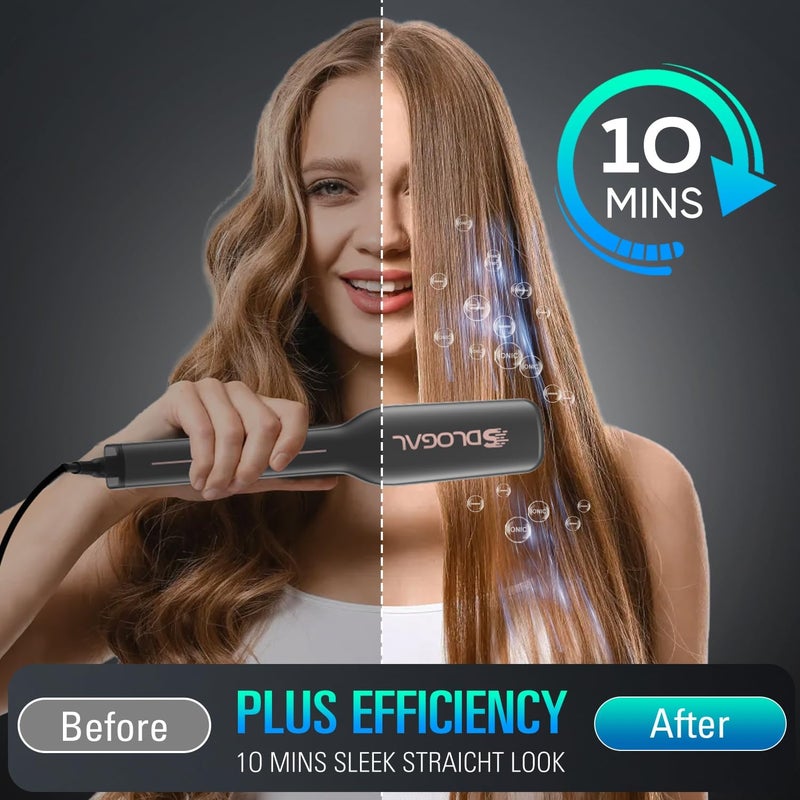 SDLOGAL Hair Straightener Brush – Hair Straightening Iron with Built-in Comb, 20s Fast Heating & 5 Temp Settings & Anti-Scald, Perfect for Professional Salon at Home (Black - Matte) - Image 5